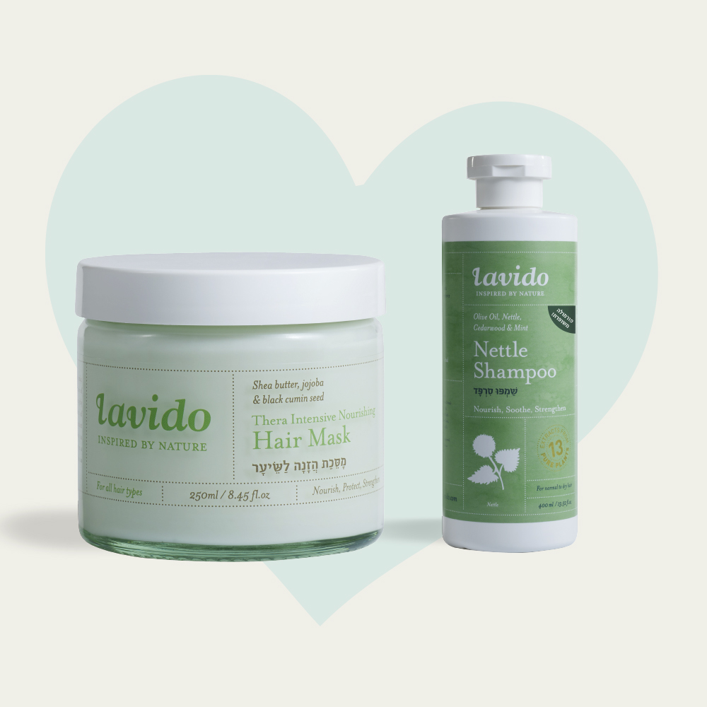 הזוג המרענן- שמפו סרפד+ מסכת שיער